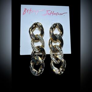 Betsey Johnson Gold and Silver Chain Link Earrings